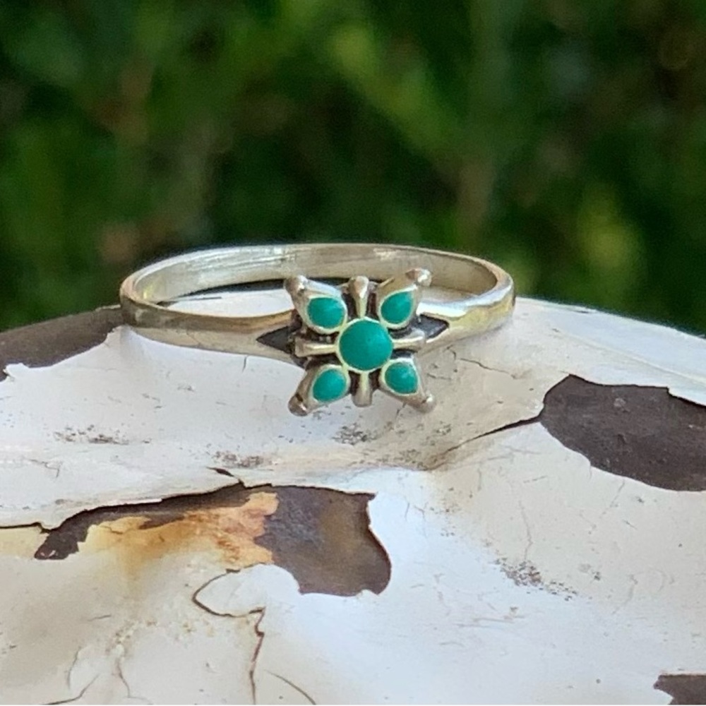 Dainty Turquoise and Sterling Silver Ring
